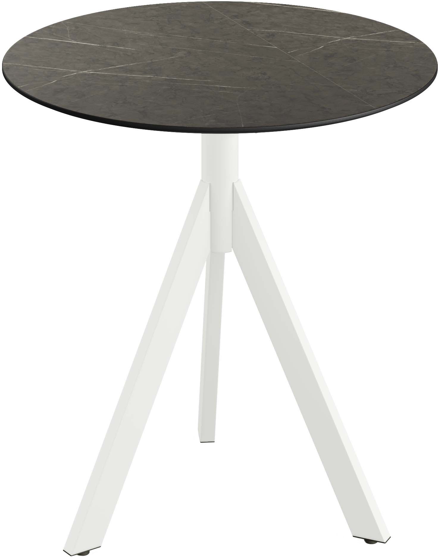 Klapptisch ESSENTIALS "Infinity", weiß (weiß, midnight marble, weiß), B:70cm H:74cm T:70cm, Pulverbeschichteter Stahl + HPL Tischplatte, Tische, in verschiedenen Ausführungen