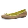 Ballerina TAMARIS, Damen, Gr. 40, beige (beige kombi), Ziegenveloursleder, Textil, modisch, Schuhe, Blockabsatz, Businessschuh, Schlupfschuh mit süßer Zierschleife
