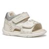 Lauflernschuh GEOX "B SANDAL ZAPITO GIRL", Kinder, Gr. 26, silber (weiß, silberfarben), Synthetik, elegant, Schuhe, Glitzersandale, Klettschuh, Babyschuh mit Metallic Druck