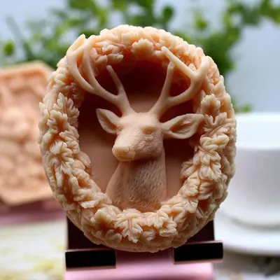 Deer Head Silicone Mold For Soap Making Supplies Christmas Elk Candle Chocolate Cake Decoration Tools Animal Shape Aromatherapy