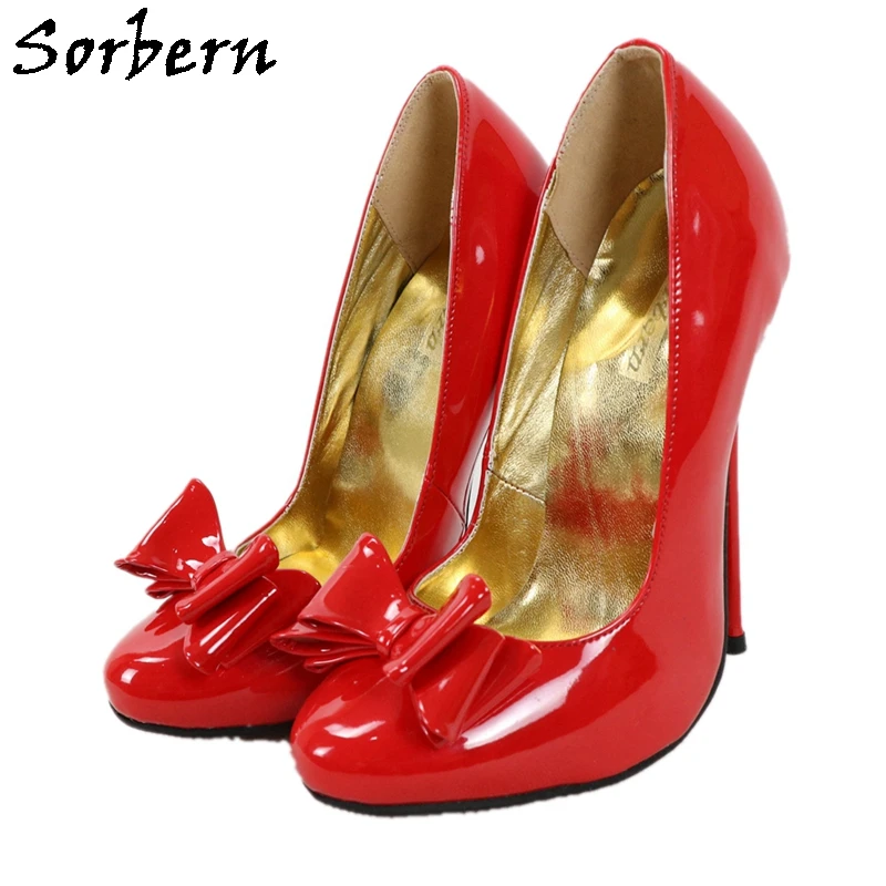 Sorbern Rote Absätze Höhe Frauen Schuh 33 Bogen Schuhe Nette Runde Zehe Slip Niedrigen Elegante Frau Schuhe Sommer 12 cm 13 cm 14 cm 15 cm 16 cm