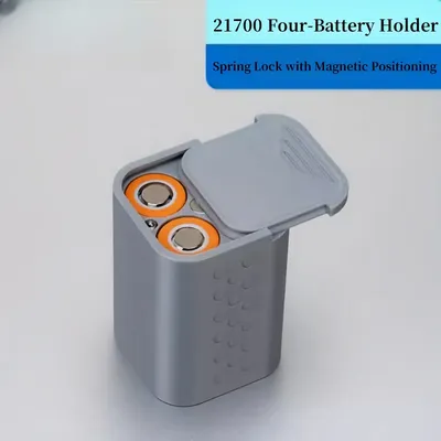 21700 Battery Storage Box 21700 battery case for 4 Batteries with Sliding Cover, Spring Lock, and Magnetic Positioning