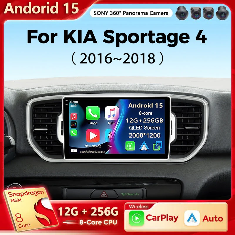 Android 15 Auto Multimedia Radio Für KIA Sportage 4 2016 2017 2018 2019 Drahtlose Carplay Android Auto Qualcomm Auto stereo 4G Wifi Image