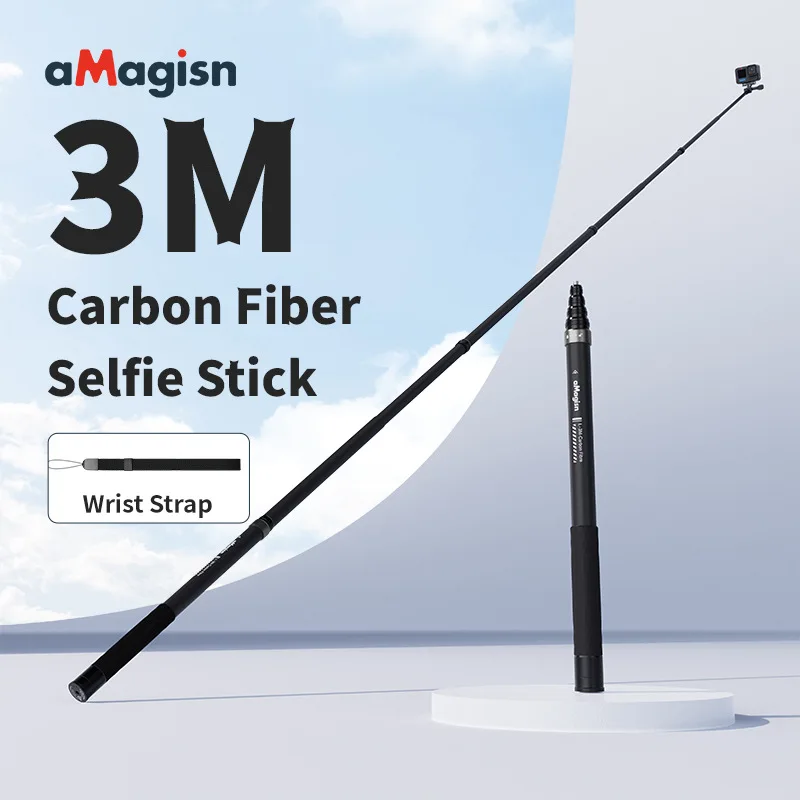 aMagisn 3m Unsichtbarer Selfie-Stick aus Kohlefaser Unterwasser-Monopod für Gopro 13 12 DJI Action 6 5pro 4 Insta360 Go3s Ace Pro 2 X5 Image