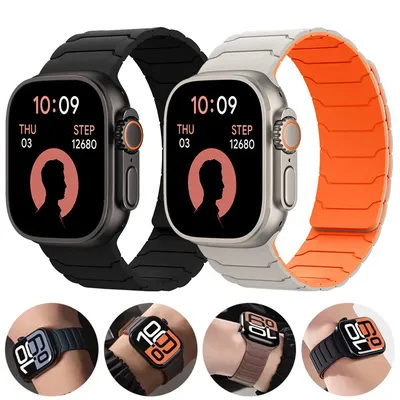 Armband für Apple Watch Ultra 2 Band 49 mm 45 mm 44 mm 40 mm 42 mm 46 mm 41 mm 38 mm magnetisches Silikonarmband IWatch Serie 10 SE 9 8 7 Image
