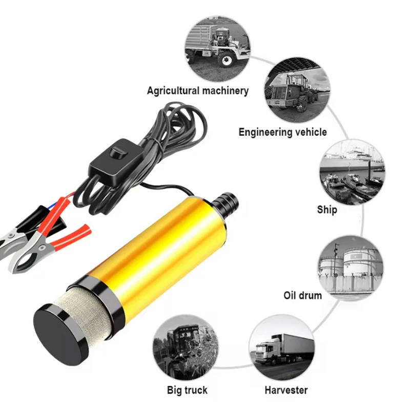 38/51 MM Elektrische Auto Öl Pumpe 12 V Für Pumpen Diesel Öl Wasser Kraftstoff Transfer Pumpe 12L/min Tauch Aluminium Legierung Shell Image