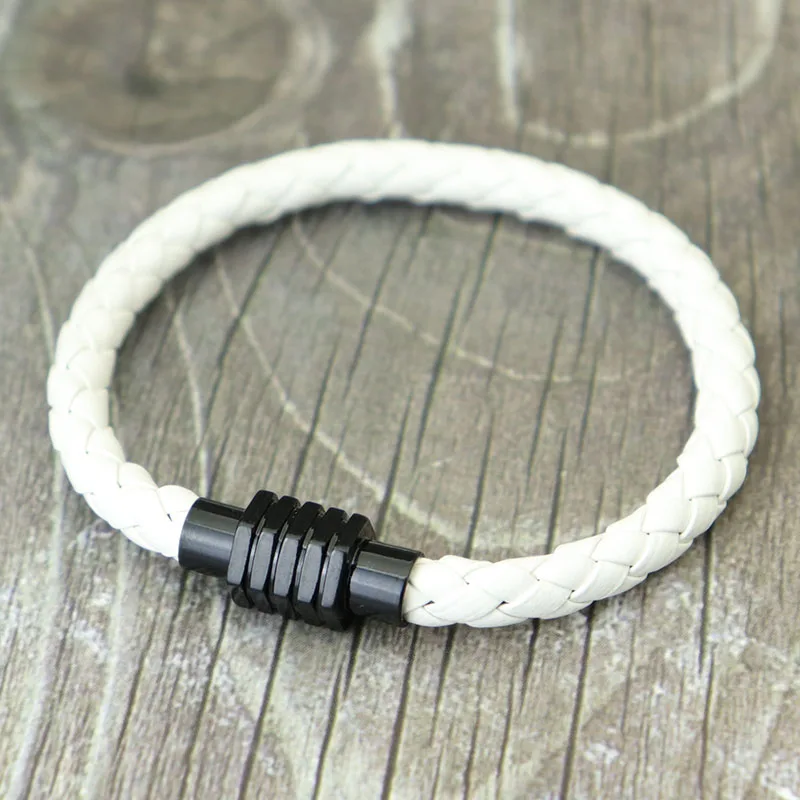 Einfache Männer Leder Armband Punk Hip Hop Schwarz Magnetische Verschluss Armband Männlich Trend Hand Schmuck Wrap Armbänder Geschenk für Ihn