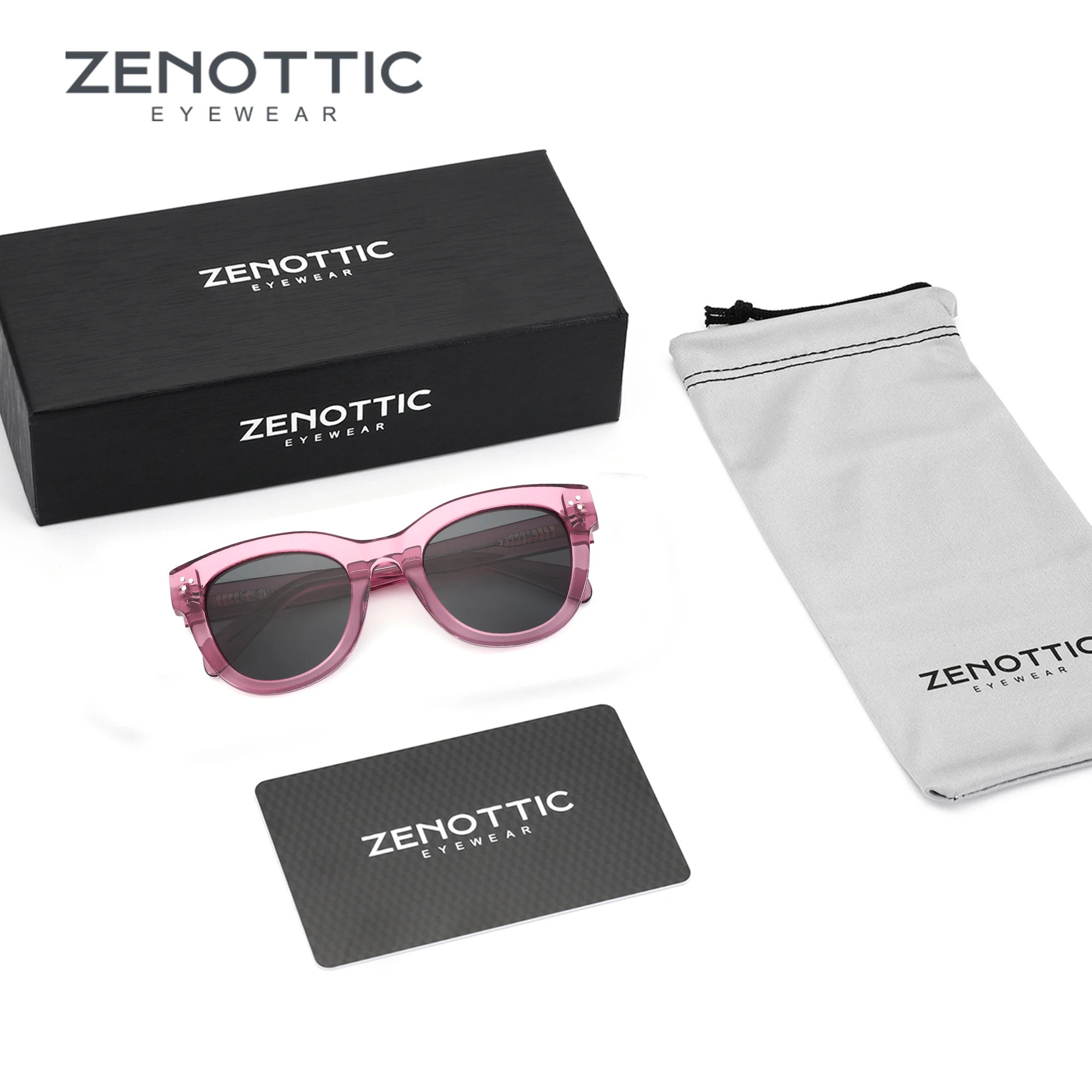 ZENOTTIC Modische handgefertigte Acetat-Schmetterlings-polarisierte Sonnenbrille, UV400-Schutz, quadratische Sonnenbrille für Frauen, Geschenk, Urlaub Image