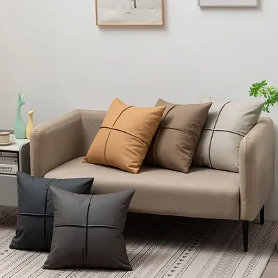 Luxuriöses Sofakissen aus technischem Stoff, wasserdichtes Kunstleder, waschfreies Kissen für Wohnzimmer, Schlafzimmer, Nachttisch und Lordosenstütze Image