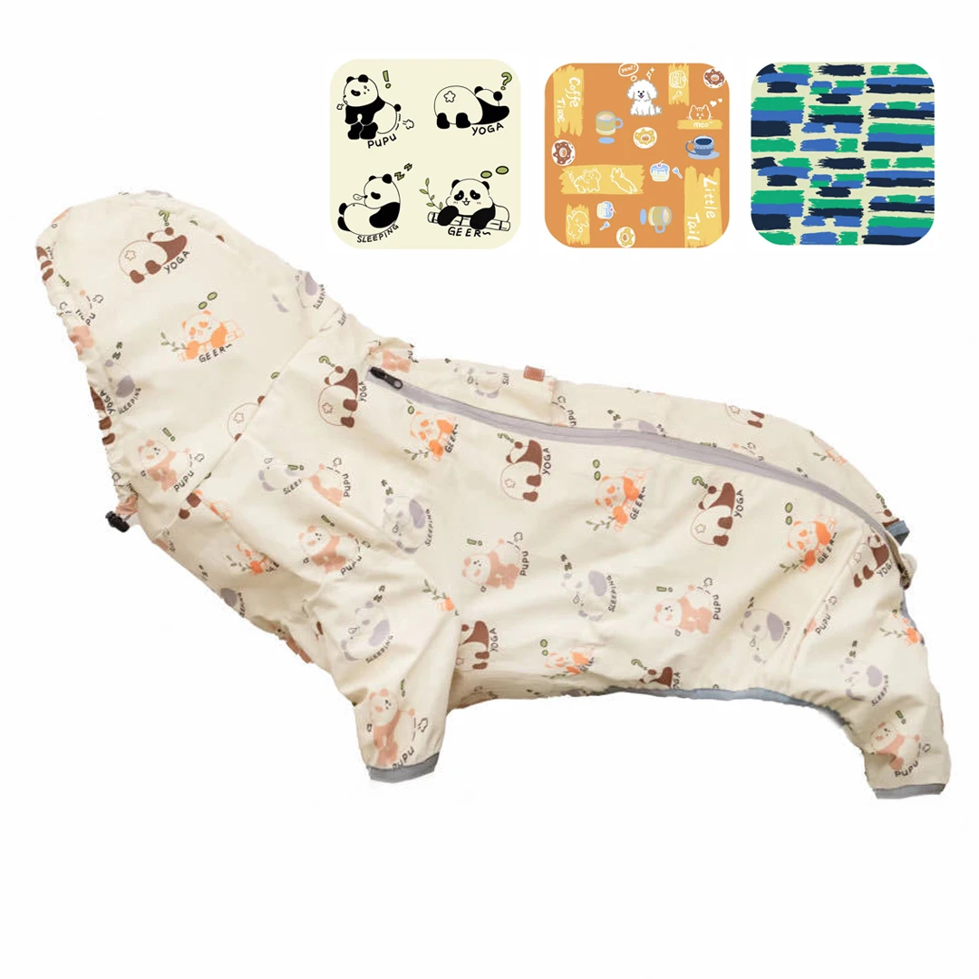 Hunde-Regenmantel für mittelgroße und große Hunde, wasserdichte 4-beinige Hunde-Regenjacke, weiches, atmungsaktives Haustier-Regen-Outfit für Corgi Border Collie Image