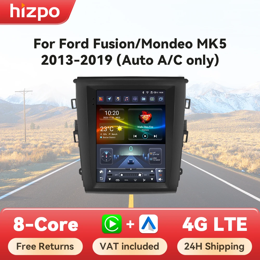 Hizpo für tesla style für ford mondeo mk5 fusion 2006-2018 a/c 2013 zoll android autoradio multimedia video player navigation gp Image