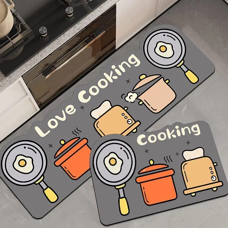 Kieselalgen Schlamm Küche Bodenmatte Wasseraufnahme Ölabsorption Herd Matte Haushalt Set lange Fußmatte speziell geformter Teppich Image