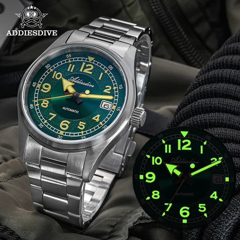 ADDIESDIVE Top Marke Automatische Mechanische Uhr AD2055 39mm NH35A Einfache Luxus Uhren 200M Tauchen Leuchtende Armbanduhr Für männer Image
