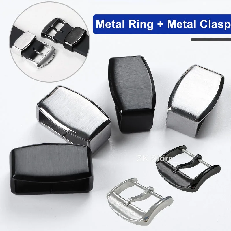 18 mm 20 mm Faltschließe aus Edelstahl für Seiko-Uhrenarmbänder, silberner Verschluss, doppelte Druckknopfschnallen, Uhrenzubehör Image