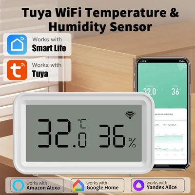 Wireless Smart Tuya WiFi Temperature Humidity Sensor Compatible with Smart Life Google Assistant