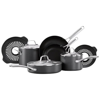 Classic 10-Piece Hard Anodized Dishwasher Safe Cookware Set with No-Boil-Over Inserts