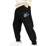 Cotton Girls Boys Plus Size Sweatpants Solid Color Wide Leg Fall Winter Casual Loose Cute Print Trousers with Pockets Black 4 4 Years