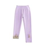 Cotton Girls Leggings Solid Color Cute Print Elastic High Waist Winter Fall Casual Stretchy Tights Pants for Gifts Purple 1 2 Years