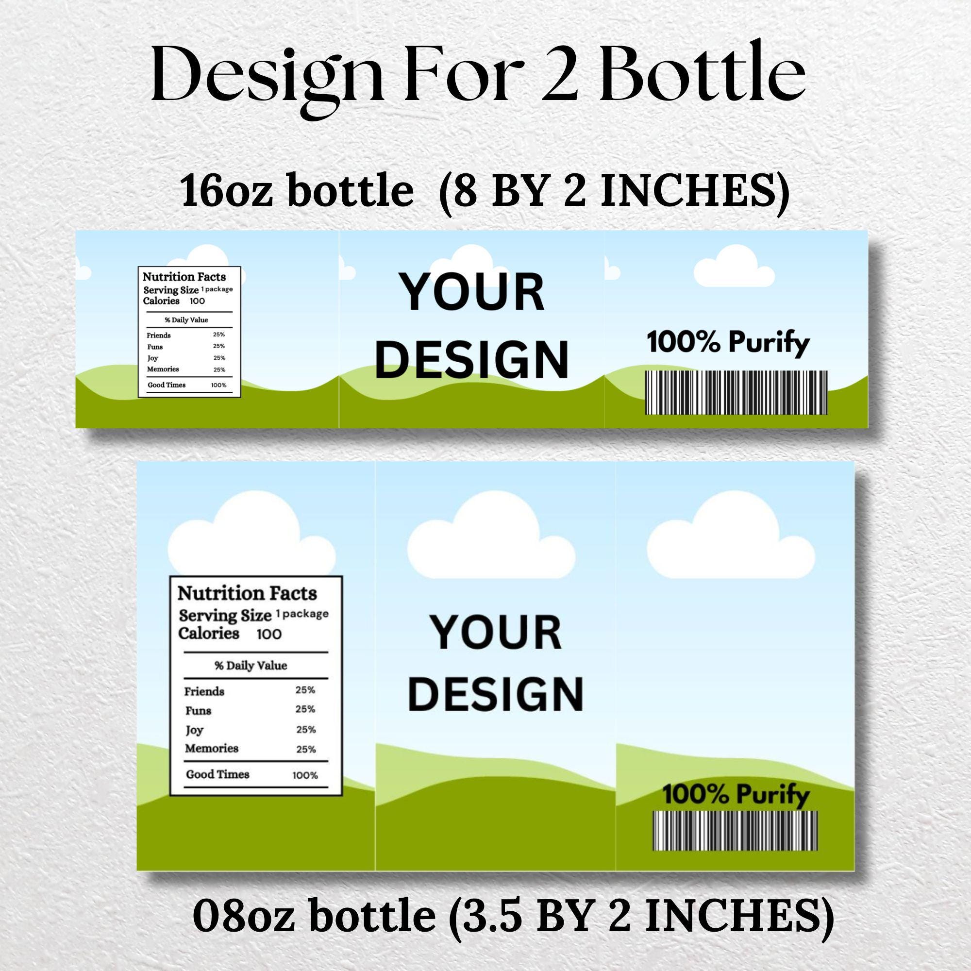 Modello etichetta bottiglia d'acqua da 8 once, etichetta bottiglia da 16 once, modello etichetta bottiglia d'acqua, bomboniere, etichetta acqua, adesi
