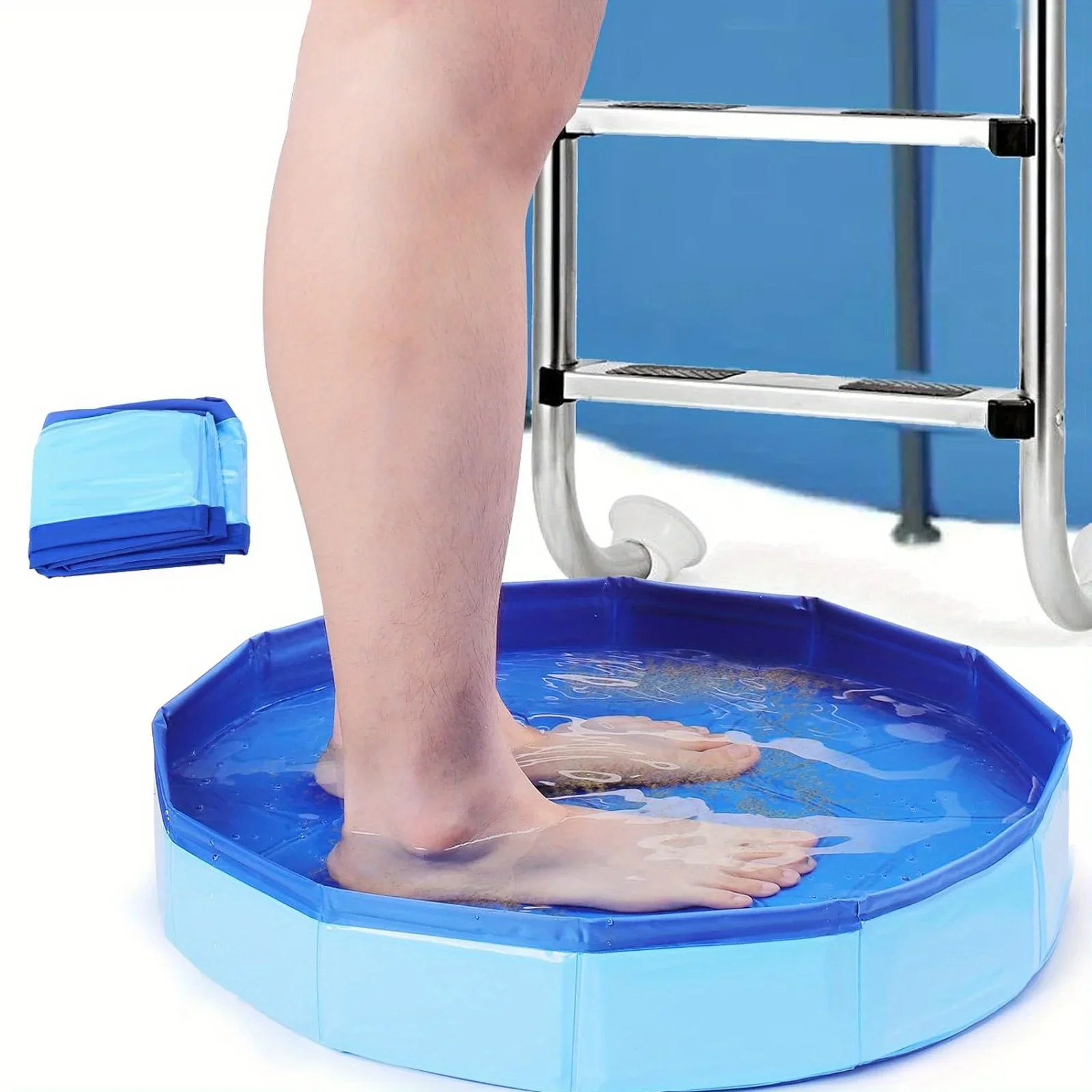 Seau de bain de pieds pliant Portable 1 pièce, adapté à l'entrée de piscine, accessoires de nettoyage de piscine essentiels multi-composants