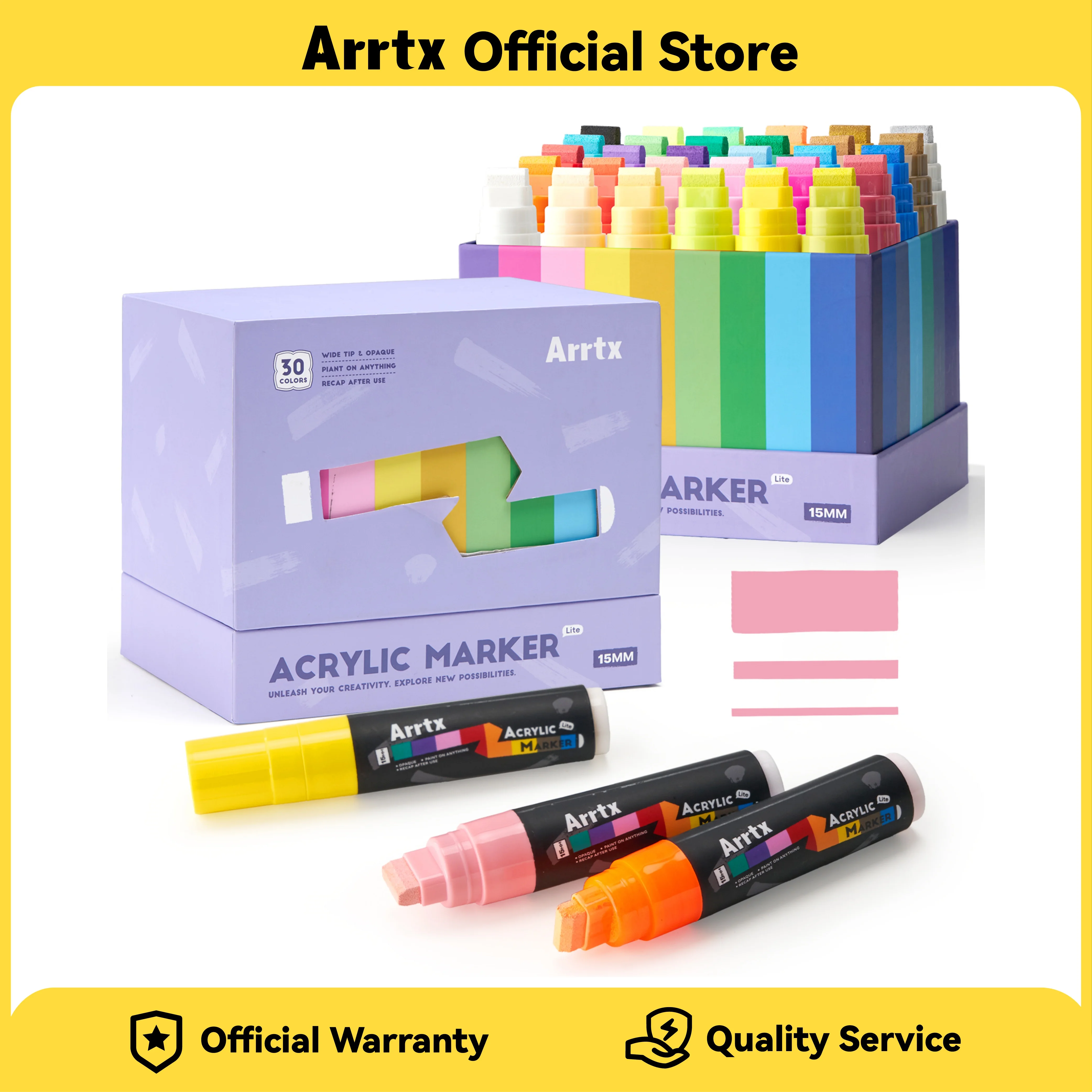 Marqueurs de peinture acrylique Arrtx 10/30 couleurs, pointe feutre 15 mm, jumbo, imperméables, non toxiques, fournitures artistiques pour la peinture sur roche, bricolage