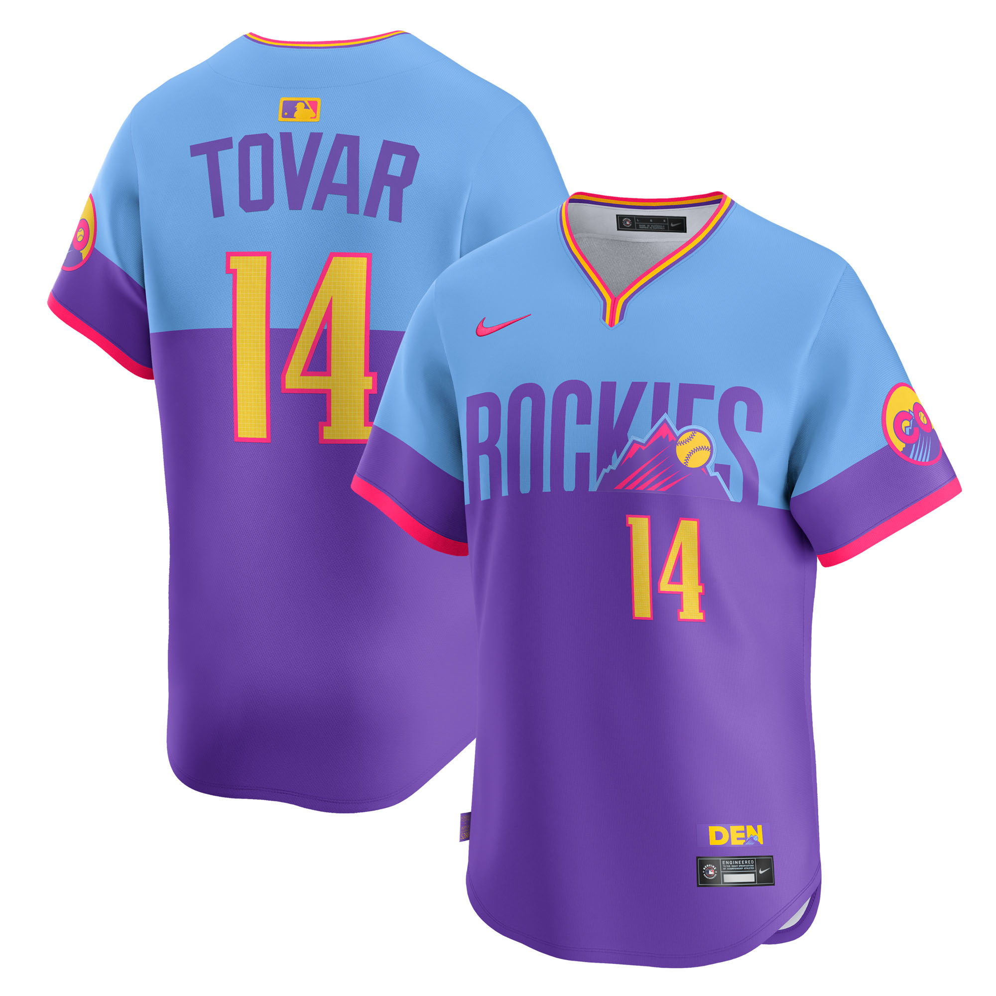 Colorado Rockies Nike MLB City Connect Limited Trikot – Lila – Ezequiel Tovar – Herren Image