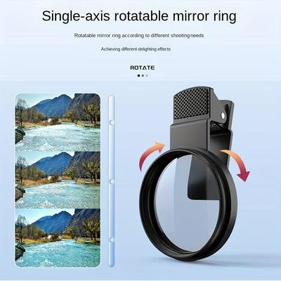 TEMU 52mm Clip-on Cpl Phone Camera Lens Filter, Ultra-thin Clip-on Circular Polarizing Filter For Smartphones - Enhances Color , Reduces Glare, Portable And Removable For All Smart Phones Image