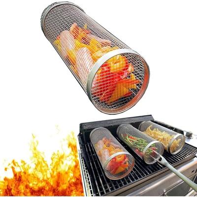 Cyslmuk - 1 Stück, Grillkorb aus Edelstahl, Gemüsekorb zum Grillen im Freien, zylindrischer Image