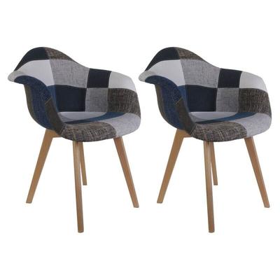 The Home Deco Factory - Set von 2 Stühlen Patchwork Blue Grey Home Deco Factory Image