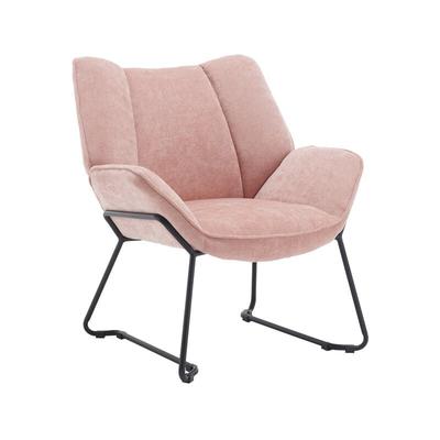 Relaxsessel für Wohnzimmer Balkon aus Chenille Modern mit Metallbeinen Gepolstert Rosa Wahson Image