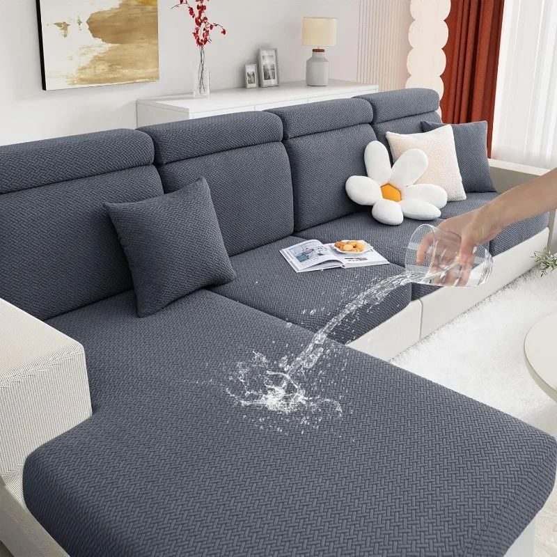 Wasserdichte Couch-Kissenbezüge, dehnbare, magische Sofabezüge, waschbare, dicke Jacquard-Pad-Stoffbezüge Image
