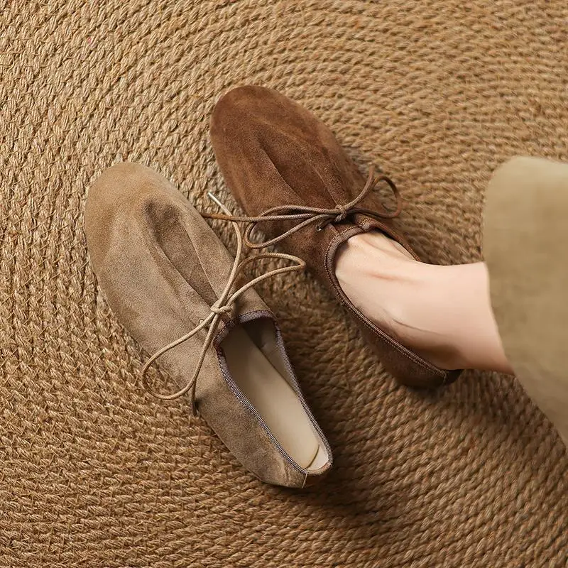 AIYUQI Damen-Flachschuhe, Vintage-Schnürschuhe, 2026 neue Loafer für Damen, große Größe, Ballett-Mary-Jane-Schuhe für Damen