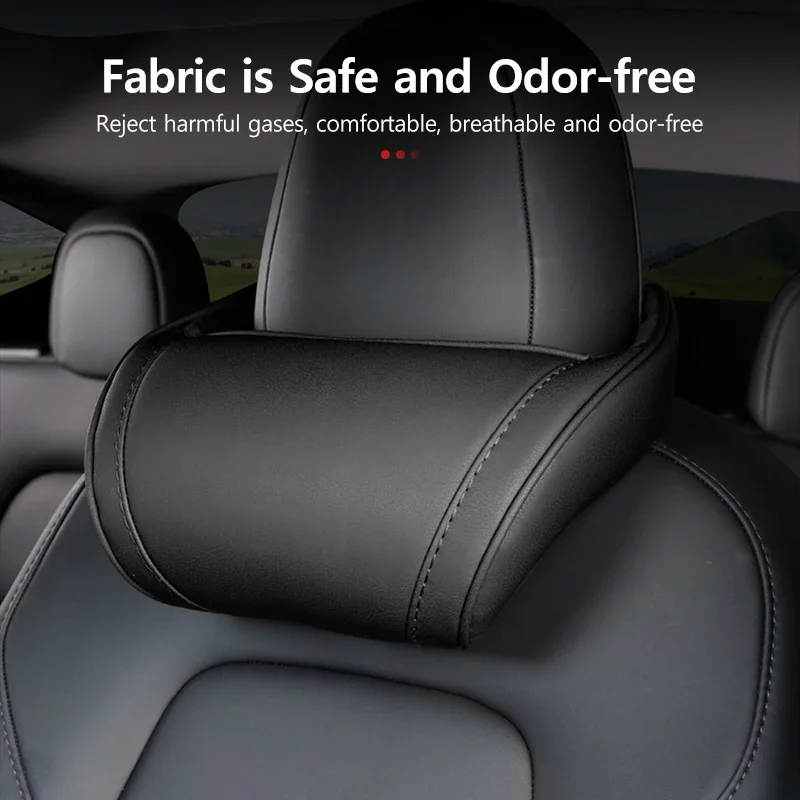 Auto-Nackenkissen, beidseitig, Pu-Leder, Kopfstützenkissen, Nackenstütze, Sitz, Kopfstützkissen, Verwendung für Tesla Model Y 3 X S Image