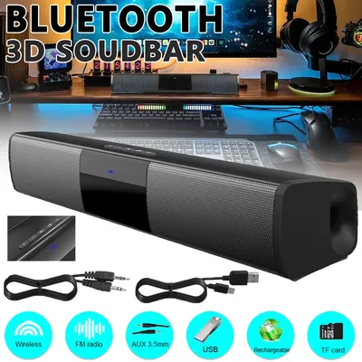 Sound Bar for TV, PC Soundbar Speaker with Bluetooth 5.0 2000mAH Battery, 10 Watt Gaming Soundbar