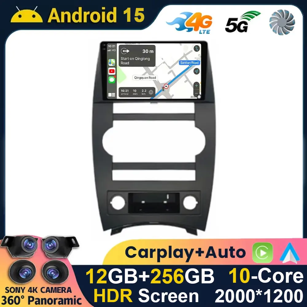 Android 15 Carplay Auto Für Jeep Cherokee Commander XK 2005 2006 2007 2008 2009 2010 2011 Auto Radio multimedia-Player GPS Stereo Image