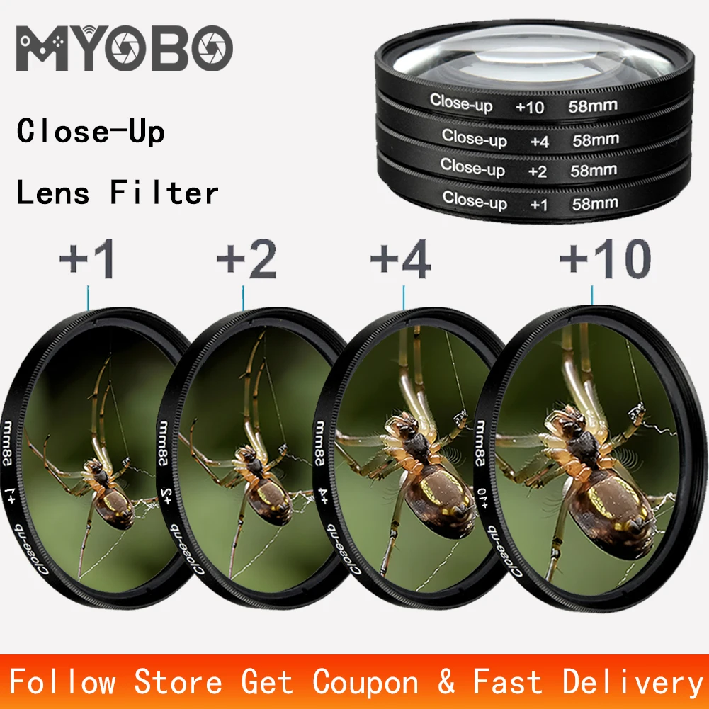 MYOBO Close-Up-Makrofilter +1 +2 +4 +10 für DSLR-SLR-Kamera Close-up-Lenfilter – 37 40,5 43 46 49 52 58 62 67 72 77 82 mm Image