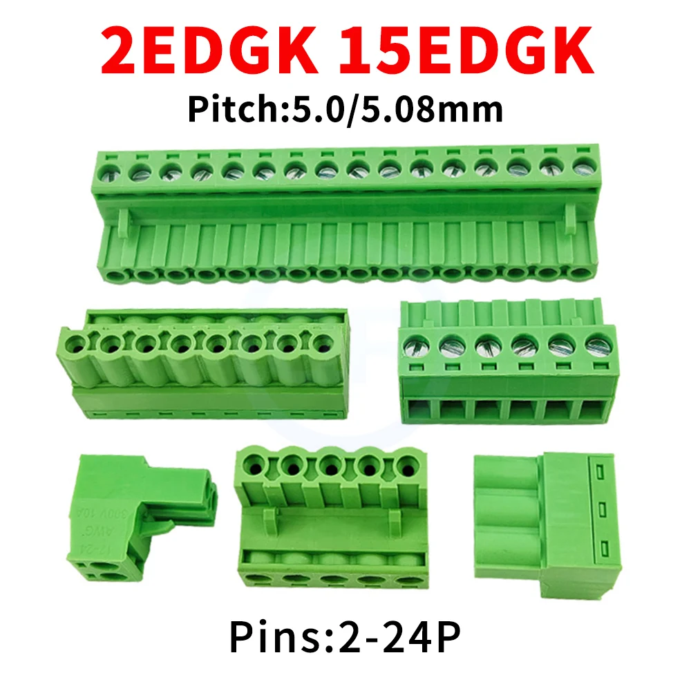 (10 Stück) KF 2EDGK 5.08mm 5.0mm Plug-in-Klemmenblock Phoenix-Stecker 15EDGK 5.08 / 5.0 Flammhemmender Lochhalter-Stecker 2-24Pin 2EDG Image