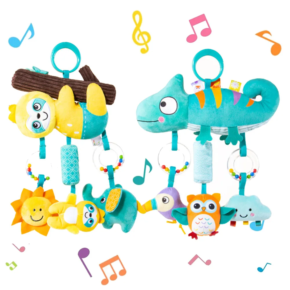 Babys Kinderwagen Rasseln Spielzeug Jingle Reisespielzeug Handrasseln mit Cartoon-Design Jingle Toy Tragbarer weicher Griff für Neugeborene Geschenke