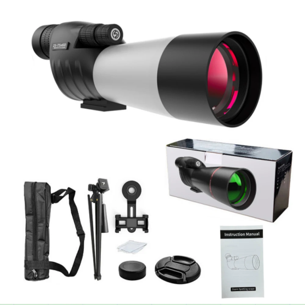 SUNCORE Aktualisierte 20-75X60 Spektiv mit Stativ, Tragetasche und schnellem Telefonhalter – BAK4 High Definition Spotter Scope f Image