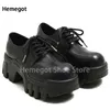 Gear Derby-Schuhe mit dicken Sohlen für Herren, schwarzes Leder, Höhenerhöhungsschuhe, große Zehen, Freizeitschuhe, modische handgefertigte Herrenschuhe