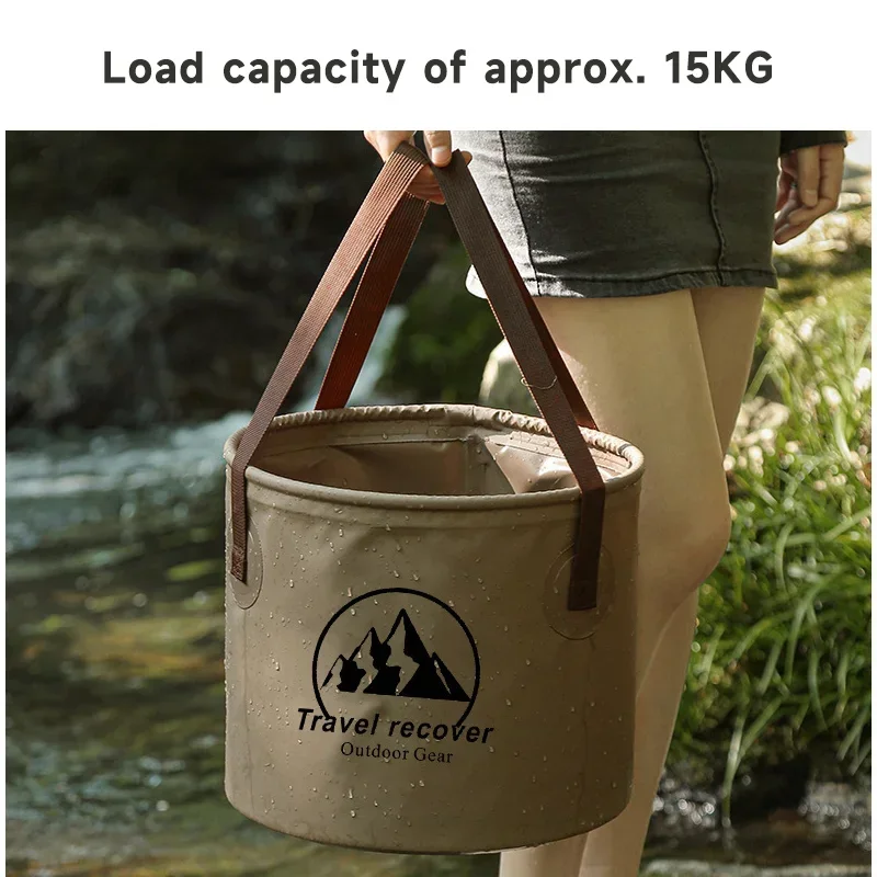 5L/10L/20L Auto Klapp Eimer Wasserdichte Faltbare Waschbecken Tragbare Reise Faltbare Becken Camping Wandern Angeln Lagerung Eimer Image