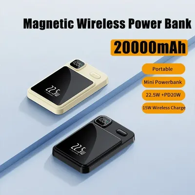 Magnetische kabellose Powerbank 20000 mAh, tragbar, 22,5 W, superschnelles Aufladen, Image