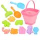 Set da 12 secchielli e palette pieghevoli per la sabbia da spiaggia - giocattoli da spiaggia per bambini con stampi per la sabbia, secchielli in silicone per la sabbia da spiaggia per bambini e
