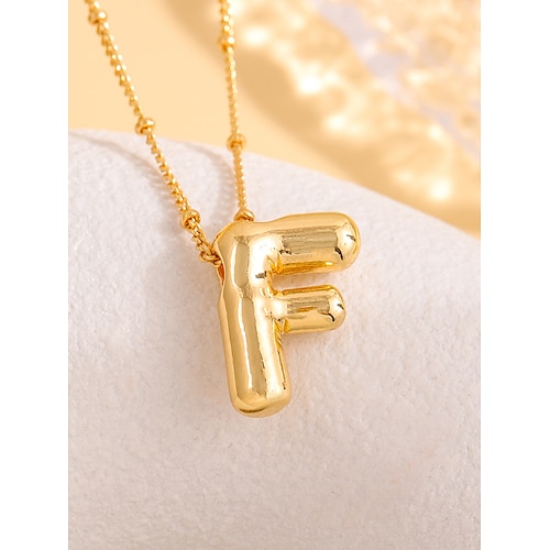 Collana con ciondolo a forma di lettera a bolla placcata in oro – ciondolo personalizzato con 26 iniziali dell'alfabeto per donne e ragazze – stile minimalista alla moda per compleanni, lauree o uso quotidiano