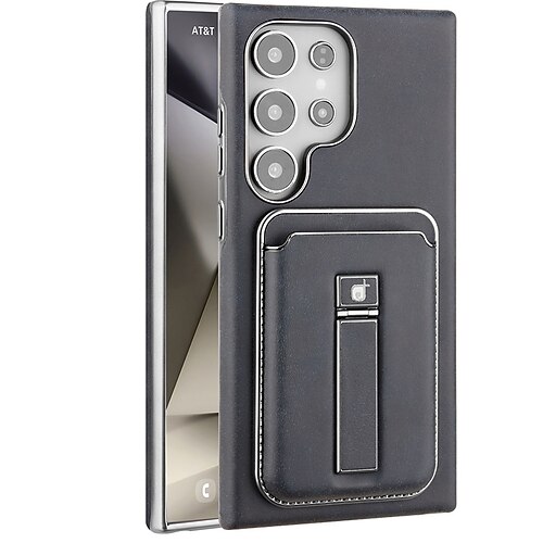 telefono Custodia Per Apple AirTag S25 S24 Ultra Plus S23 Copertura Posteriore Custodia ad adsorbimento magnetico con Supporto Magnetico Supporta la Ricarica Wireless Retrò PC Pelle PU