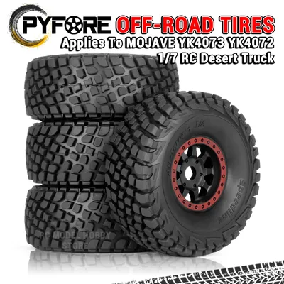 PYFORE Off-road Tires 136X56mm Adapter 17mm 4PCS for MOJAVE YK4072 YK4073 1/7 RC Model Car Desert