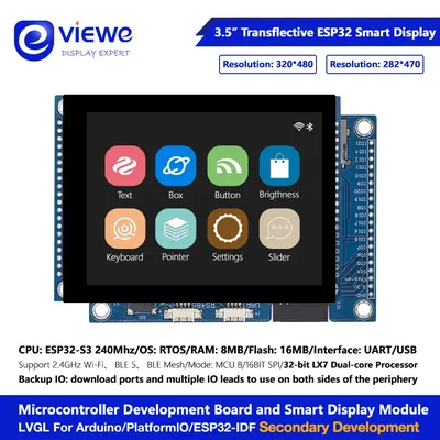 Transflective TFT LCD 3.5 inch 240X320 320X480 ESP32 S3 Board Dual Core LVGL HMI 16M Flash Ardu-ino