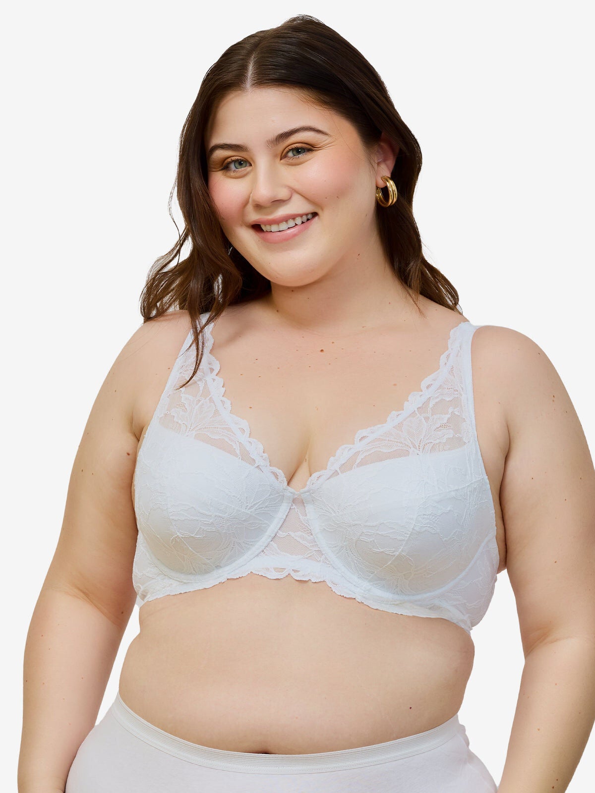 Plus Size Women's The Willow - Lace Plunge Underwire Bra by Leading Lady in White (Size 50 A)