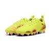 Fußballschuh PUMA "FUTURE 8 PLAY FG/AG Fußballschuhe Jugendliche", Kinder, Gr. 34, gelb alert schwarz sun struck pink, Obermaterial: Synthetik, Textil; Futter: Textil; Innensohle: Textil; Laufsohle: Synthetik, Schuhe