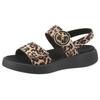 Keilsandalette GABOR "FLORENZ", Damen, Gr. 38, braun (leo), Ziegenveloursleder, animal-print, casual, Schuhe, Plateau, Sommerschuh, Riemchensandale, Komfortschuh in Weite (=weit)
